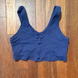 Aerie Deep Blue Buttoned Crop Top